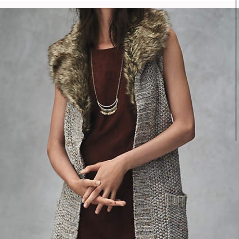 Angel of the north Anthropologie faux fur vest